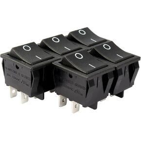 uxcell 5Pcs AC 20A/125V 22A/250V DPST 4 Pins 2 Position I/O Boat Rocker Switch On Off Button Black