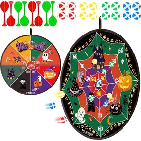 Halloween Dart Board Game Set, Double Side Party Board Games with 8 Dart 16 Stick Balls, Indoor Outdoor Games for Kids Ages 4-8, Party Games Yard Toys