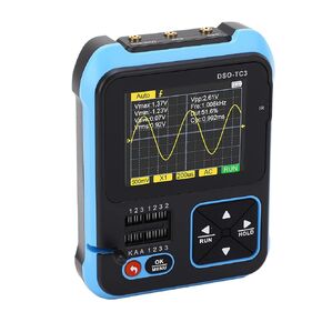 Handheld Digital Oscilloscope, 3 in 1 Mini Digital Oscilloscope Transistor Tester Table 500 kHz 10MSa,s with 2.4 TFT Backlight Display for Automobile Maintenance (High