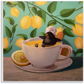 Stupell Industries Bird Bathing Lemon Tea Wall Plaque Art by Lucia Heffernan