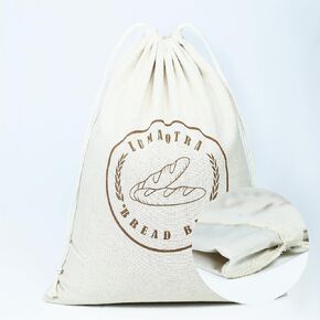 linen bread bags for homemade bread, unbleached and reusable, ideal as a baker gift