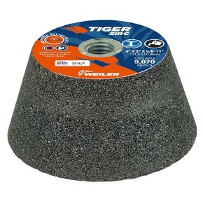 Weiler 68352 Tiger ZIRC Type 11 Flaring Cup Wheel, ZA16-Q, 4/3 x 2 x 5/8-11, Rim 1", Back 3/4", (Pack of 5)