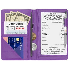 PATIKIL Server Book Organizer with Zipper Pocket, 8" x 5" Restaurant Check Presenters Guest Check Card Holder for Server Waiter Waitress, Black