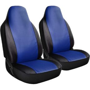 غطاء مقعد السيارة OxGord - مصنوع من جلد البولي يوريثان بلونين مع مقعد دلو أمامي منخفض - مناسب عالمي للسيارات والشاحنات وسيارات الدفع الرباعي والشاحنات الصغيرة - مجموعة من قطعتين in Kuwait