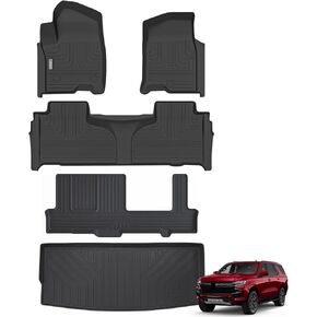 Floor Mats for Chevrolet Suburban 2021 2022 2023 2024 7 Seats-2nd Row Bucket Seats（not fit 8 Seats）/GMC Yukon XL，TPE All Weather Floor Liners for Chevy Suburban