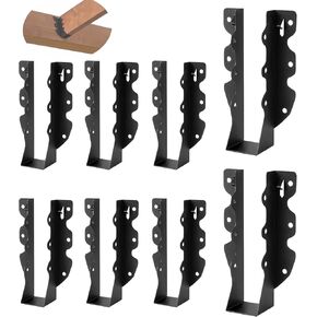 16 Pcs 2x8 Joist Hanger, Black Powder-Coated Joist Hangers, Rafter Brackets for Floor Deck and Ceiling Joists