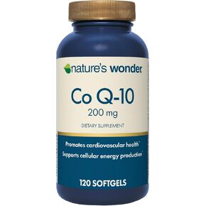 Nature's Wonder Co Q-10 200 mg Softgels for Heart Health, Promotes Cardiovascular Health, 120 Day Supply, 120 Softgels