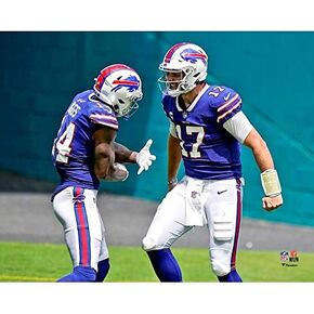 Buffalo Bills Quarterback Josh Allen And Wide Receiver Stefon Diggs Touchdown Celebration 8x10 Photo Picture
