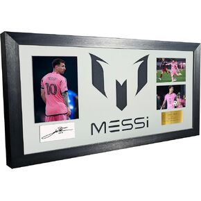 Large Season 2024/25 Lionel Messi Celebration With Precision Cut Logo Inter Miami CF Signed Autographed Signed Signature Photograph Picture Frame Football Soccer Poster Gift White Mount