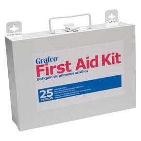 Grafco First Aid Kit - 25 Person Set Stocked with 178 Pieces - Metal Case with 1 Shelf - Medical Essentials for Office and Work, 1799-25