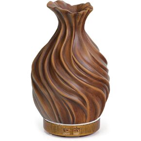 200ml Essential Oil Diffuser for Home, Wood Grain Cover Aromatherapy Diffuser, Cool Mist Humidifier with Safe Auto Shut-Off and 2 Mist Modes & 7 Color LED Night Lights for Office Room (VASE03)