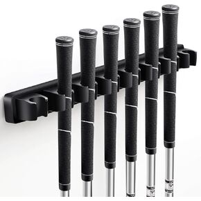 Wooden Golf Club Holder 8 Clips Golf Club Rack Golf Organizer for Garage Wall Display Golf Club Wall Mount Golf Club Hanger with Screws for Golf Club Putters, Grip up Type