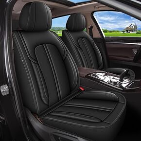 Car Seat Covers Fit for Dodge Charger 2007-2023 2024 Full Set Seat Cover Waterproof Faux Leather, Compatible Airbag Automotive Cushion Protector(5 Seats, Red Line)
