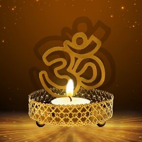 SATVIK OM Shadow Diya for Diwali Decoration Gift Traditional Decorative Statue for Home/Office Religious Tea Light Candle Holder Stand Indian Housewarming Return Gift Items OM Shape