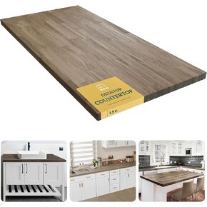 Bme Hevea Solid Wood Butcher Block Table Top, Desk top in Walnut, Walnut Butcher Block Countertop with UV Finish for DIY Washer Dryer/Island/Kitchen Countertop, 5ft L x 30"W, 1.5in Thick