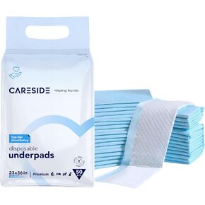 CARESIDE® 23x36 Disposable Thick Leakproof Absorbent Underpad {50 Count} for Baby Changing use Disabled Incontinence Chuck Doggie Training Pee Pad Sanitary Bed Undersheet Adult Maternity Protection