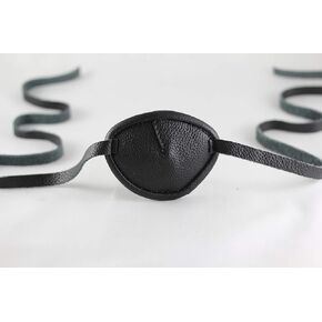 Leather Eyepatch – Slight Convex Eye Patch for Left Eye -Full Grain Leather, Unique, Comfortable, Adjustable and Sanitary - Made in USA (Full Size, Black)