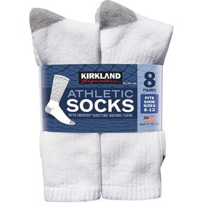 Kirkland Signature Men’s Athletic Sock 8-pair, White (White, 8-12)