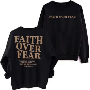 Christian Sweatshirts Women Faith Over Fear Religious Sayings Top Pullover Casual Long Sleeve Blouse