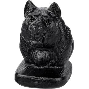 mookaitedecor Black Obsidian Crystal Anubis Figurine, Hand Carved Egyptian God Stone Statue Sculpture Ornament for Home Decor Collectible