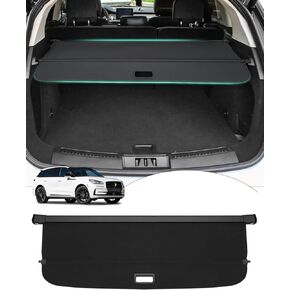 Powerty Cargo Cover Compatible with VW Volkswagen Tiguan 2018-2024 Accessories Retractable Trunk Cover Behind 2nd Row Seats Rear Trunk Security Cover Shielding Shade Black No Gap