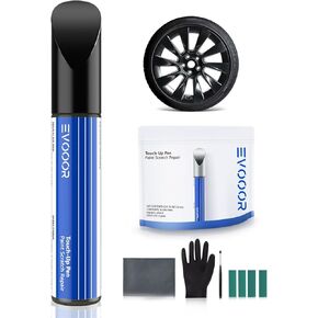 for Tesla Wheel Touch Up Paint with Curb Rash Repair Kit - DIY Kit with Color-matched Touch Up Paint (Matte Black(fits Model Y 20‘’))