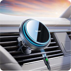 Beser 15W for MagSafe Car Mount Charger, (1.73kg) Magnetic Wireless Car Charger, Air Vent/Dashboard, Phone Holder Mount for iPhone 15/14/13/12 & Samsung, Fast Charging, Aluminium Alloy, Black