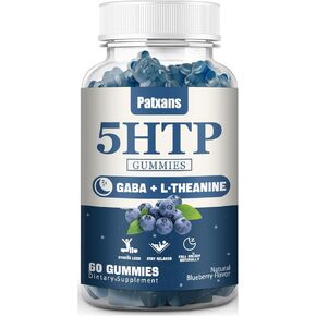 2Packs 300MG 5HTP GABA Sleep Supplement Gummies - Melatonin-Free - Contains 200 MG L-Theanine - Sleep Supplement - Omega 3-6-9 for Natural Zzzs,120 Counts,Blueberry Flavor.