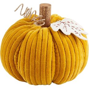 Mud Pie Yellow, 8" Dia x 6" Corduroy Pumpkin Sitter