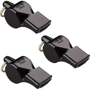 Fox 40 Pearl Official 2-Chamber Pealess Whistle, Black (Pack of 3)