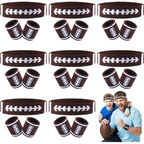 24 Pcs Football Sweatbands Set Bulk 8 Sports Headband 16 Breathable Wristbands Football Birthday Party Favors for Teens Youth Men Women Sports Gift