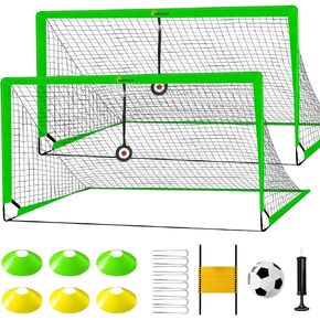 6x4 ft Soccer Goal Set of 2 Soccer Nets, Portable Pop Up Soccer Goals for Backyard - Soccer Training with Soccer Ball, Ladder, and Cones