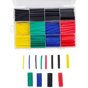 530pcs Heat Shrink Tubing Kit: 6 Colors, 8 Sizes - 2:1 Shrink Ratio for Electrical Wiring Projects and Wire Repair.