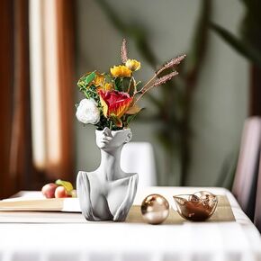 Vase Decoration, Face Vase, Head Vase，Handicraft, Home Decoration, White Ceramic vase Decoration, Woman Head Decoration (Lady Head vase)