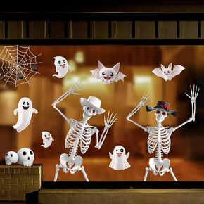 Halloween Window Clings Decorations Halloween Window Skeleton Decorations Skull Halloween Stickers for Window Glass