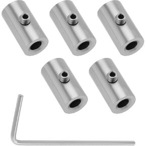 5Pcs 1mm-1.5mm Wire Rope Cable Clamp 304 Stainless Steel Wire Rope Clamp with Hexagonal Wrench, Length 15mm Outer Diameter 8mm Inner Diameter 3.5mm