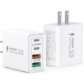 [3 Pack] USB C Charger Block, 40W 4-Port PD+QC Power Adapter USB C Wall Charger Plug Multiport Type C Fast Charging Block Cube Brick for iPhone 15 14 13 12 11 Pro Max XS XR 8 7, iPad Pro Mini, Samsung