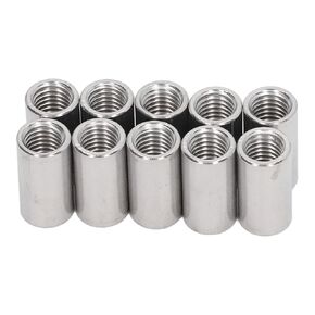 Pack of 10 M12 x 1.75-Pitch 30mm Length Round Coupling Nut 304 Stainless Steel Female Fully Threaded