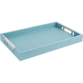 Modern 16"x12" Rectangle Acrylic Lucite Plastic Decorative Serving Tray with Silver Metal Handles for All Occasion's by Home Redefined