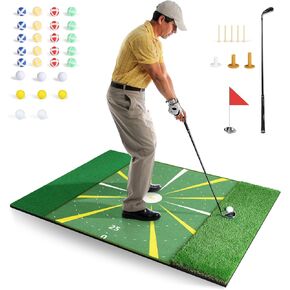 Golf Mat 5x4ft Multifunctional Golf Hitting Mats Artificial Golf Turf Practice Mat with a Standard Seven-Iron Club Floating Golf Green for Pool Golf Training Aids for Backyard Indoor & Outdoor