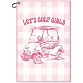 Let's Golf Pink Golf Towel, Funny Golf Bag Towels for Women with Clip, Golf Accessories for Women, Ladies Golf, Golf Presents for Women, Woman Golf Towel, Golf Gifts for Grandma Mom Sister