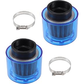 Air Filter Cleaner Straight 47mm/1.85" Motorcycle Filter for 110-125cc Most Motorcycles ATV Mopeds Dirt Bikes Race Bikes Blue (Set of 2)