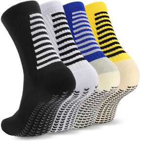 Ultrafun 4 Pairs Soccer Socks with Grips Non Slip Football Basketball Athletic Socks for Men Women