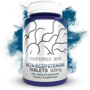 Nootropics Depot Beta Ecdysterone/20-Hydroxyecdysone 50% Tablets | 500mg | Cyanotis Arachnoidea Extract | Phytoecdysteroid | 90 Count