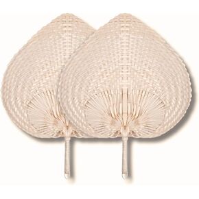 2pcs Hand Weaving Fan Handmade Palm Leaf Palm Leaf Fans Handheld Bamboo Fan Paddle Fan Summer Cooling Supplies Home Wall Decor
