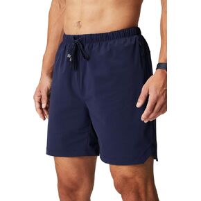 Fabletics Men's The One Short, Training, Swimming, Lightweight, Quick-Dry, Zip Pocket, Stretch Woven, 7" Inseam, M, Deep Navy