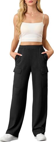 Cargo Sweatpants for Women Casual Baggy Wide Leg Sweat Pants Fall Fashion 2024 Comfy Athletic Joggers with Pockets in Saudi Arabia