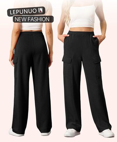 Cargo Sweatpants for Women Casual Baggy Wide Leg Sweat Pants Fall Fashion 2024 Comfy Athletic Joggers with Pockets in Saudi Arabia