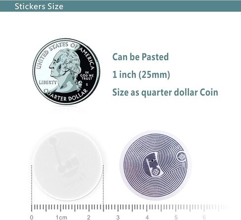 20pcs NFC Stickers NFC Tags Sticker NTAG215 NFC Rewritable Black Tags NFC 215 RFID Sticker (25mm) Programmable NFC Tag 504 Bytes Compatible with iPhone and All Other NFC Enabled Devices in Saudi Arabia