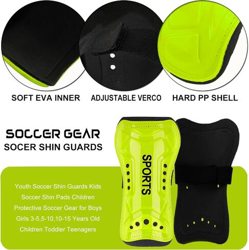 Youth Soccer Shin Guards for Kids Child Calf Protective Gear Soccer Equipment Soccer Shin Pads Calf Protection for 3-5,5-10,10-15 Years Old Boys Girls Children in Kuwait